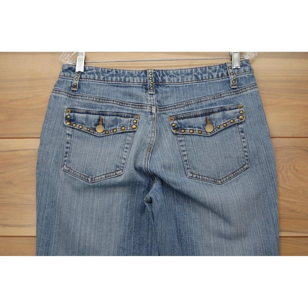 a.n.a A New Approach Jeans Womens 10 Blue Light Wash Studded‎ Mid Rise Bootcut